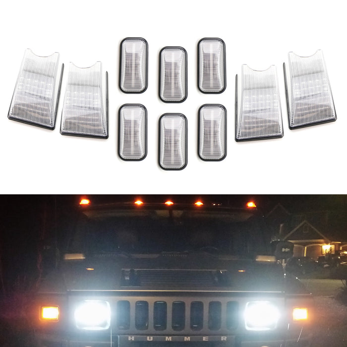 Clear Lens Amber/Red Full LED Cab Roof Clearance Lights For 03-09 Hummer H2 SUT