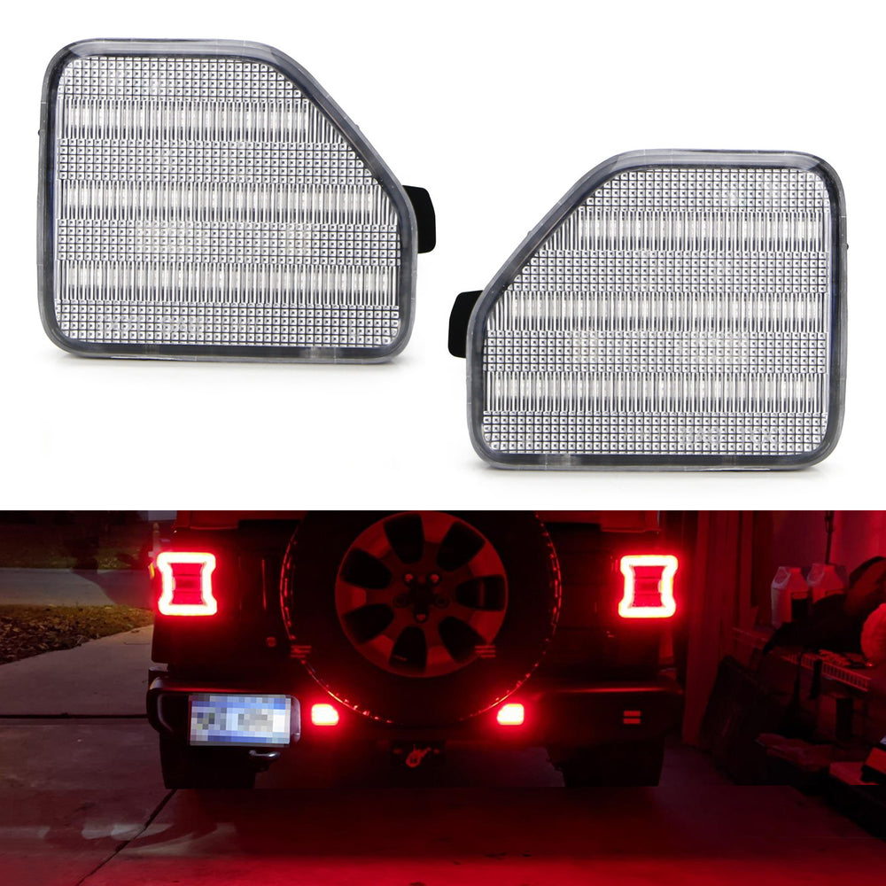 Clear Lens Full LED Rear Bumper Reflector Light Kit For 2018-up Jeep Wrangler JL