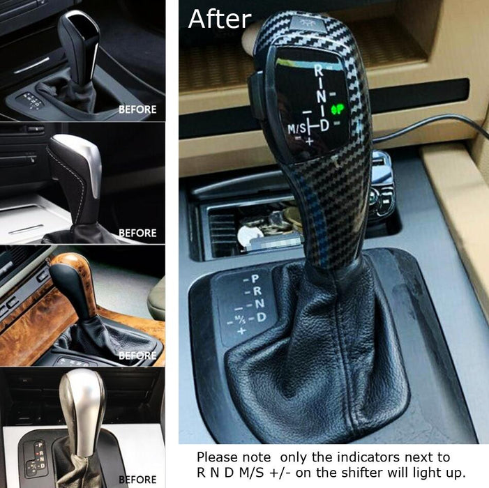 F30 Style Carbon LED Illuminated Shift Knob Selector For BMW E46 E60 3 5 Series