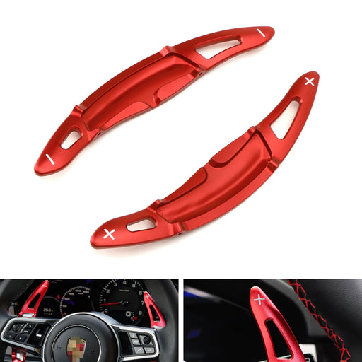 Red Steering Wheel Paddle Shifter Extension Covers For Porsche Cayenne Macan 911