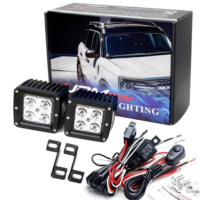 Windshield A-Pillar 3" LED Pod Light Kit w/ Bracket Relay For Ford Bronco Sport