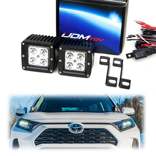 A-Pillar/Ditch Mount LED Pod Light Kit w/ Bracket/Wiring For 2013-up Toyota RAV4