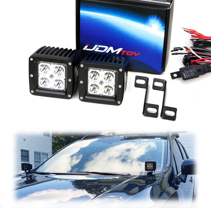 A-Pillar Mount LED Pod Light Kit w/ Bracket/Wiring For Subaru Forester Outback..