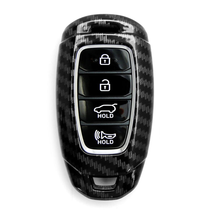 Black Carbon Fiber Hard Shell Key Fob Cover For Hyundai Kona Veloster Elantra GT