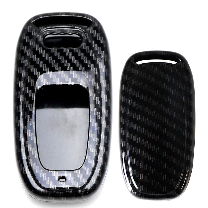 Glossy Black Carbon Fiber Pattern Key Fob Shell For Audi A4 A5 A6 A7 Q5 Gen1 Key