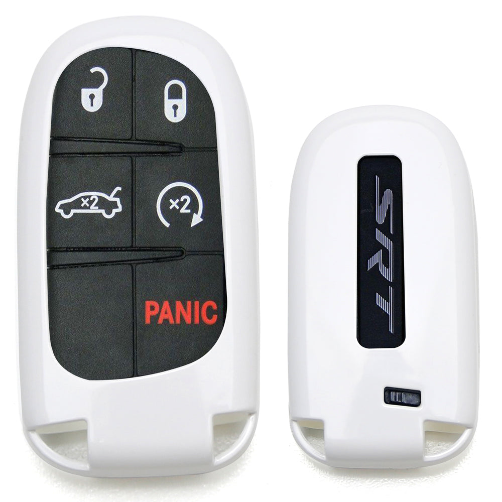 Exact Fit Glossy Pearl White Smart Key Fob Shell Cover For Jeep Dodge Chrysler