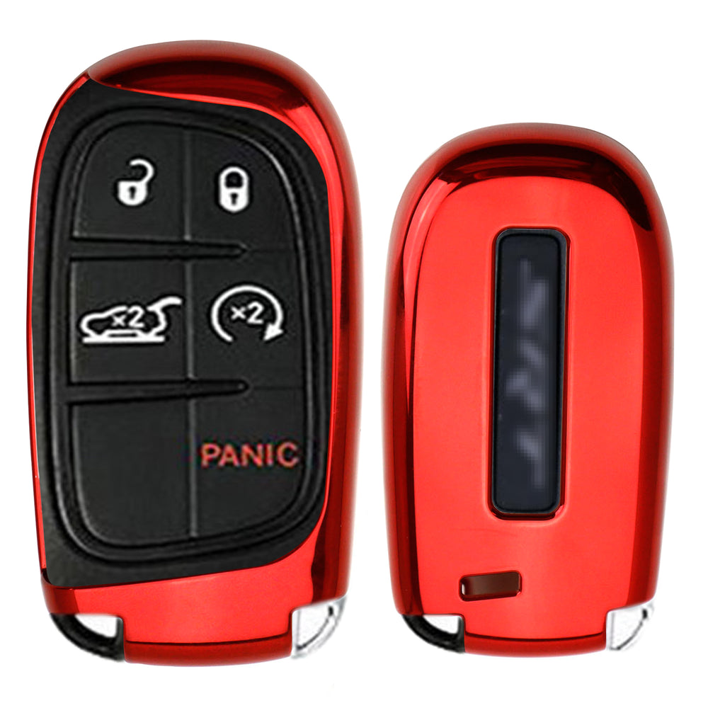 Chrome Red TPU Key Fob Case For Dodge Charger Challenger Jeep Chrysler, etc