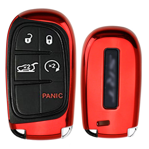 Chrome Red TPU Key Fob Case For Dodge Charger Challenger Jeep Chrysler, etc