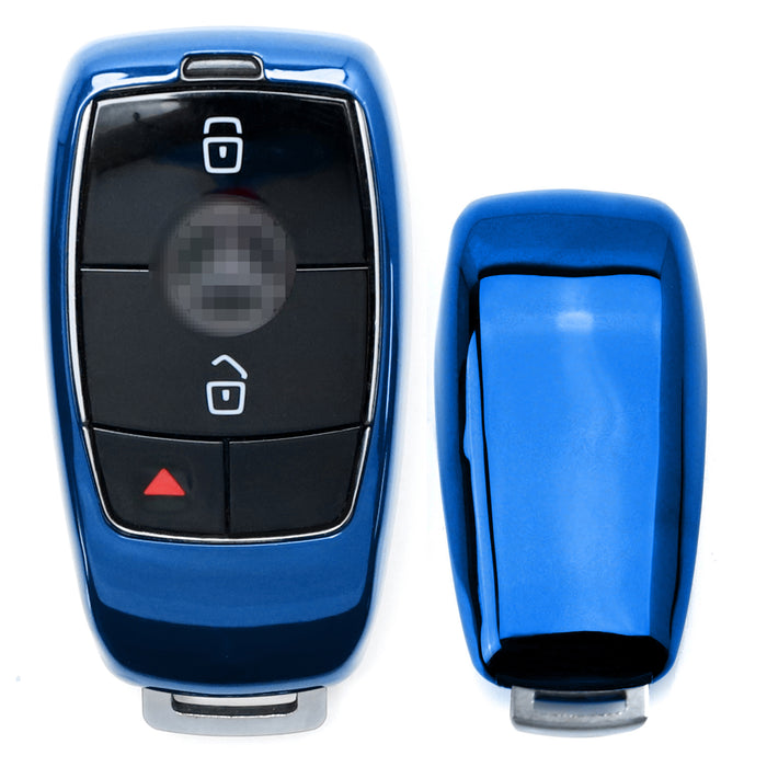 Chrome Blue TPU Key Fob Case For Mercedes E S G C CLA CLS GLB GLC GLE GLS-Class