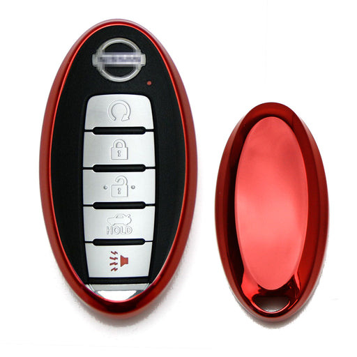 Chrome Red TPU Key Fob Case For Nissan Infiniti 3 4 5 Button Keyless Smart Key