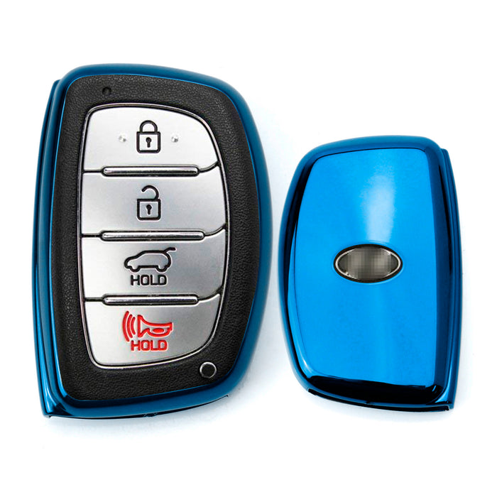 Chrome Blue TPU Key Fob Case For 2014-up Hyundai Tucson IX35 Keyless Entry Fob