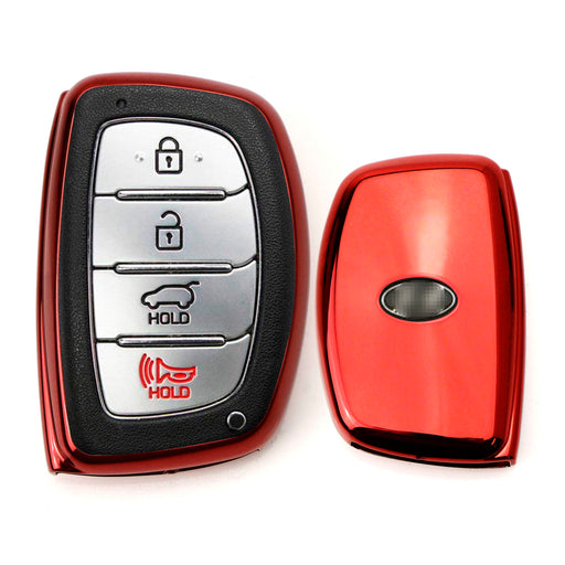 Chrome Red TPU Key Fob Case For 2014-up Hyundai Tucson IX35 Keyless Entry Fob