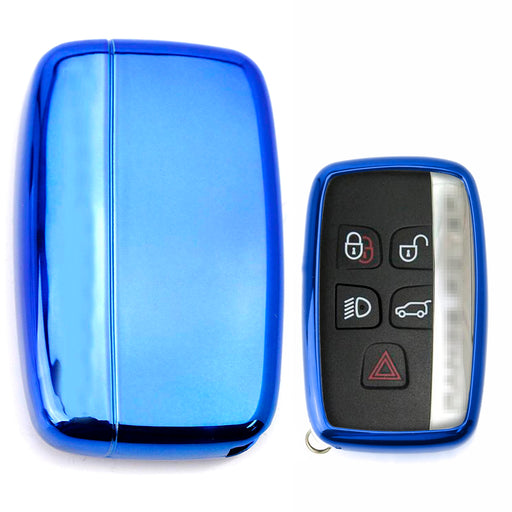 Exact Fit Chrome Blue TPU Key Fob Case For 2010-16 Land Rover Keyless Smart Key