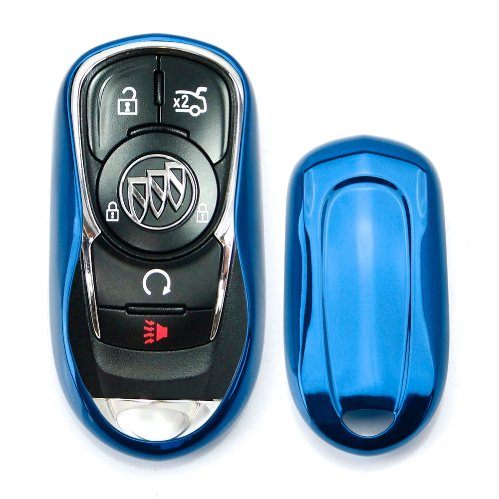 Chrome Blue TPU Key Fob Case For Buick Envision LaCrosse Encore Regal Enclave