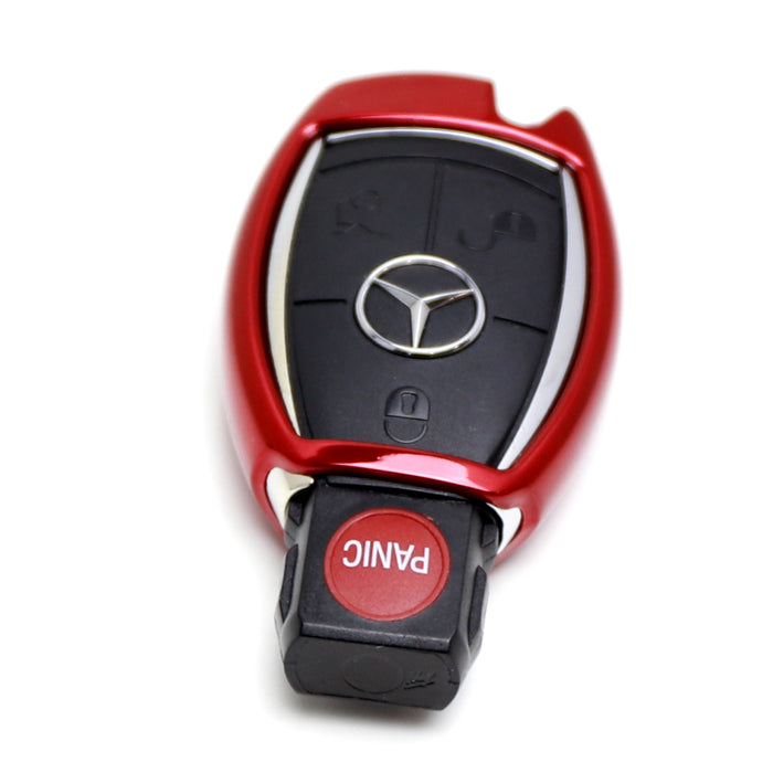 Chrome Red TPU Key Fob Case For Mercedes C E S M CLA CLK CLS SLK GLK GLA GL etc.