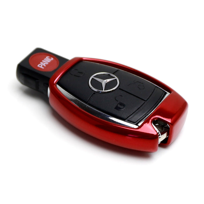 Chrome Red TPU Key Fob Case For Mercedes C E S M CLA CLK CLS SLK GLK GLA GL etc.