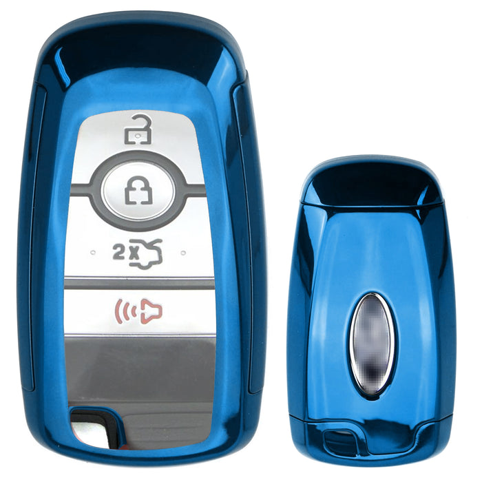 Blue TPU Key Fob Protective Case For 17-up Ford Edge Fusion, 18-up Mustang F-150