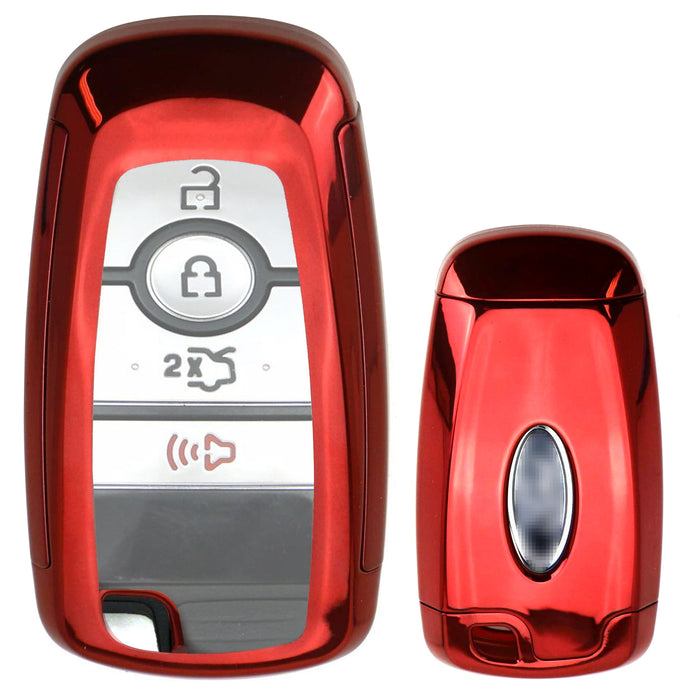 Red TPU Key Fob Protective Case For 17-up Ford Edge Fusion, 18-up Mustang F-150