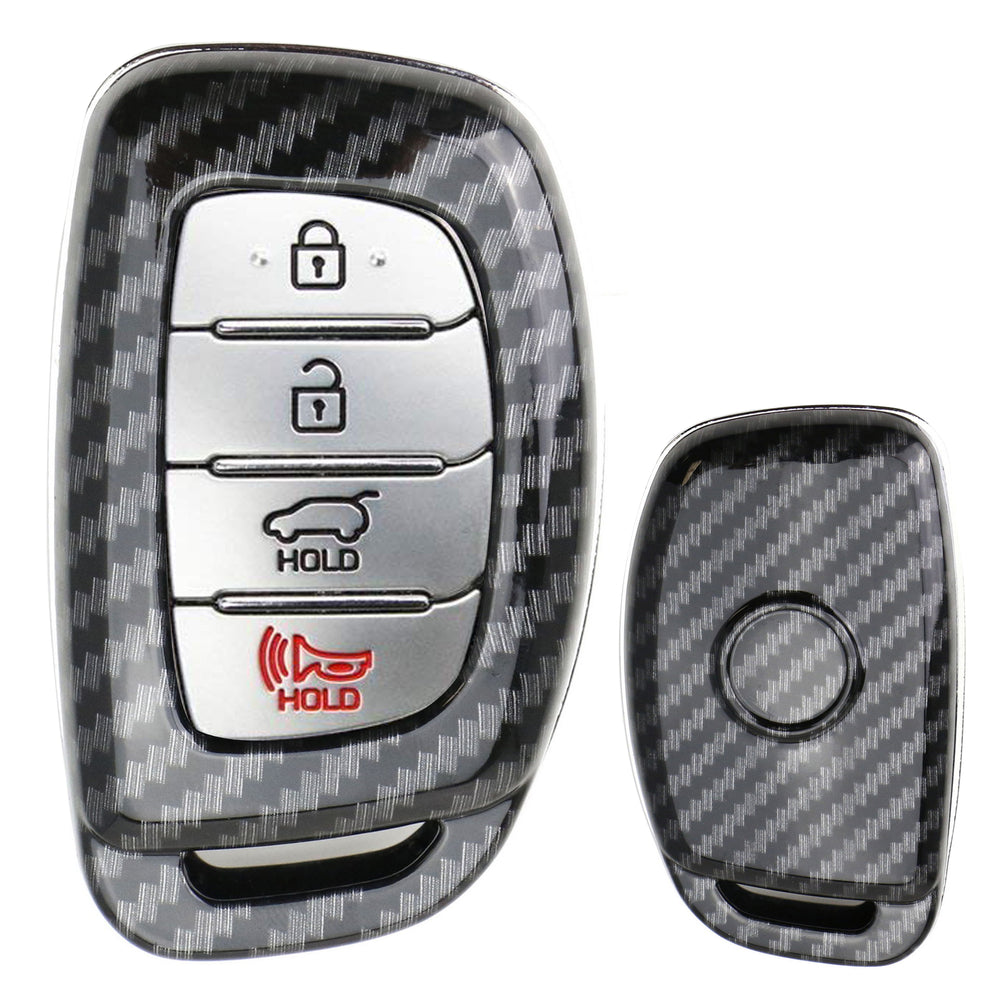 Exact Fit Black Glossy "Carbon Fiber" Key Fob Shell For 2014-2019 Hyundai Tucson