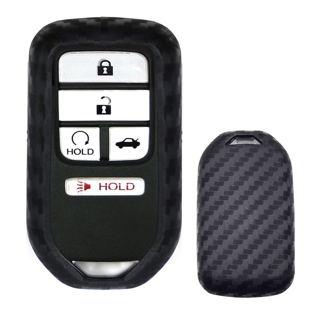 Carbon Fiber Soft Silicone Key Fob Case For Honda Accord Civic Crosstour HRV FIT