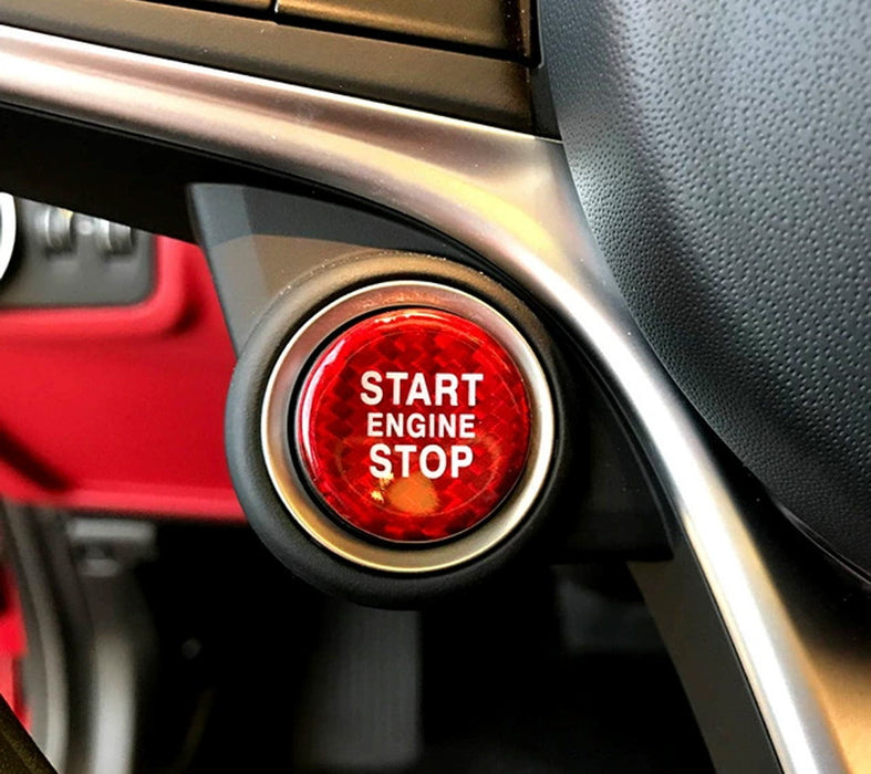 Red Carbon Fiber Keyless Engine Push Start Button Cover For Alfa Romeo Giulia...