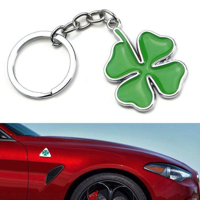 The Lucky Four Leaf Clover Cloverleaf Key Chain Ring Keychain (1) Chrome Finish