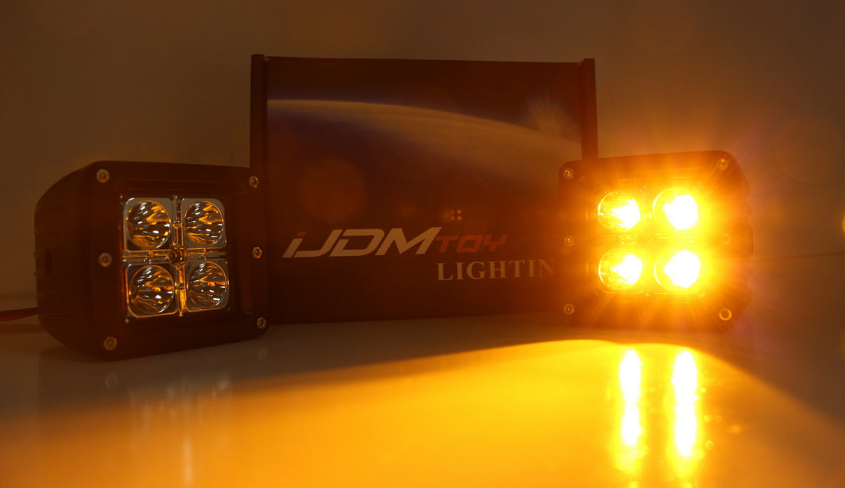 40W Amber LED Pod Foglamps w/Mount Bezel Panels Wiring For Tundra Tacoma Sequoia