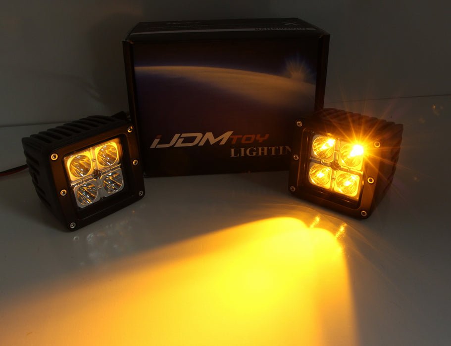 40W Amber LED Pod Foglamps w/Mount Bezel Panels Wiring For Tundra Tacoma Sequoia