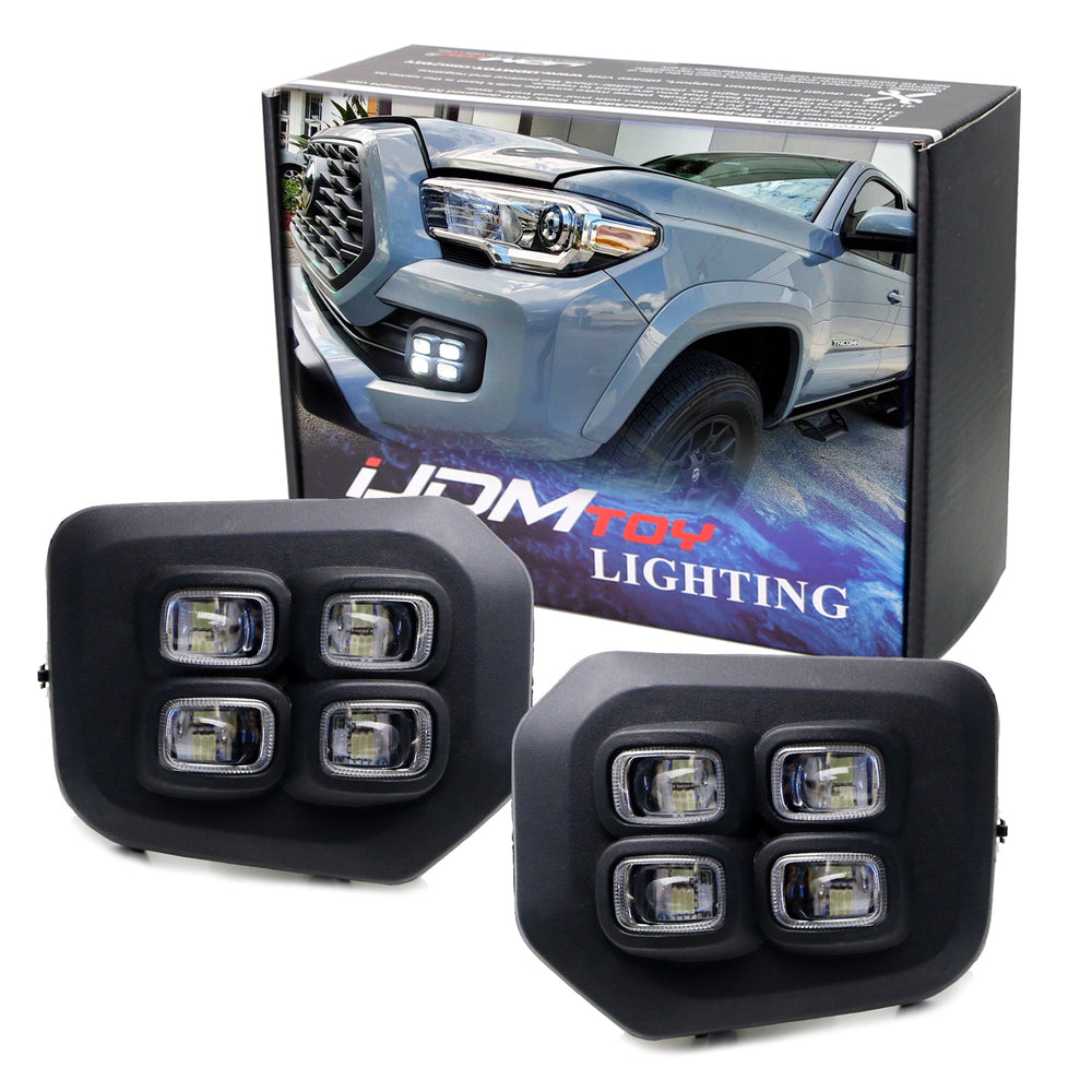 Switchback LED Fog Bezel Cover Daytime Running Light Kit For 16-23 Toyota Tacoma