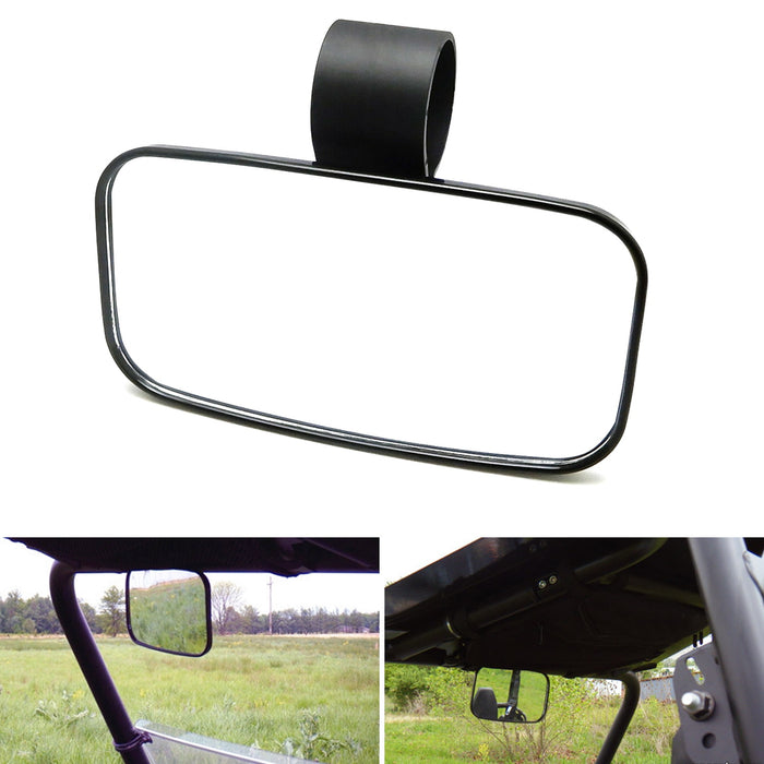 Universal 1-2" Round Roll Bar Clamp Mount Convex Inside Center Rearview Mirror