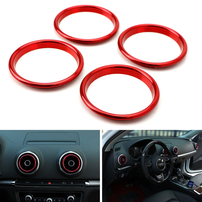 Red Air Conditioner Vent/Opening Decoration Cover Trims For 15-20 Audi A3 S3 RS3