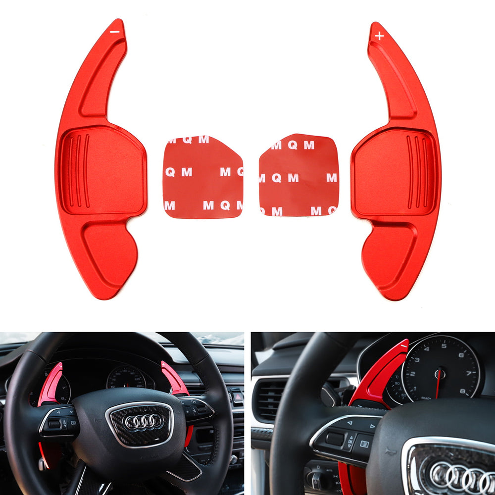 Red Steering Wheel Paddle Shifter Extensions For Audi A3 A4 A5 A6 A7 A8 Q3 Q5 Q7