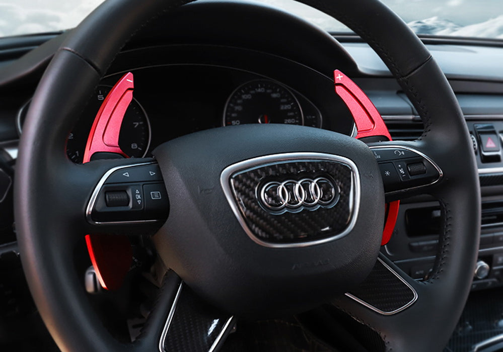 Red Steering Wheel Paddle Shifter Extensions For Audi A3 A4 A5 A6 A7 A8 Q3 Q5 Q7