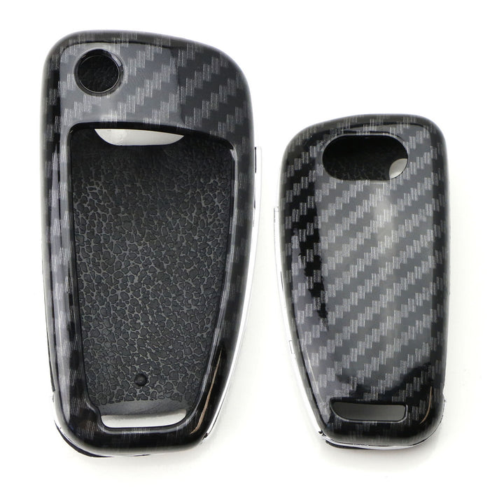 Carbon Fiber Pattern Key Fob Shell For Audi A3 S3 A4 S4 A6 Q5 Q7 TT R8 Flip Blade Key