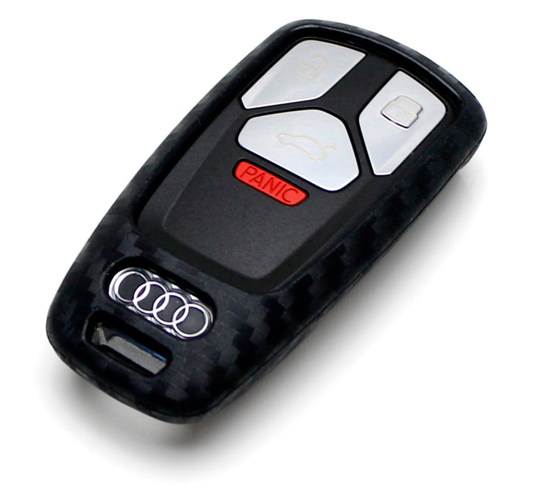 "Carbon Fiber" Soft Silicone Key Fob Cover For 17-up Audi A4 A5 Q7 TT Smart Key