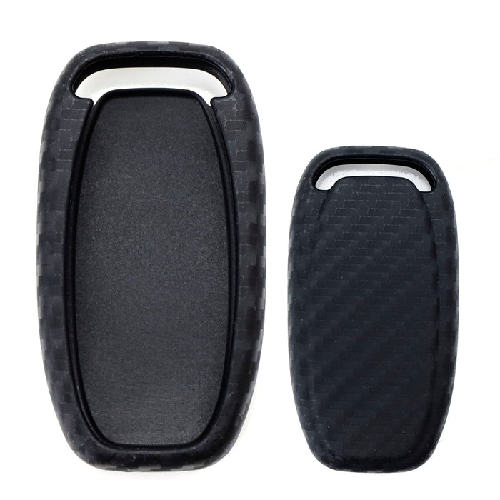 Carbon Fiber Soft Silicone Key Fob For Audi A3 A4 A5 A6 A7 A8 Q3 Q5 Q7 TT, etc