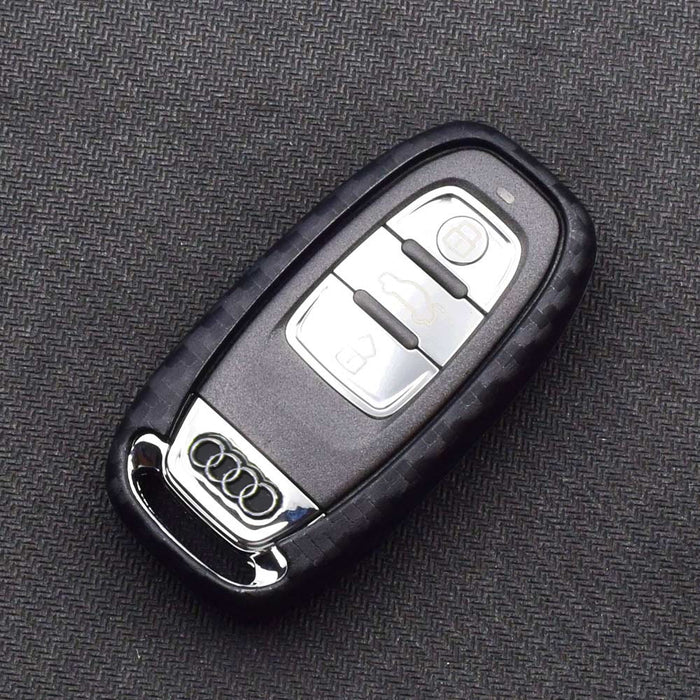 Carbon Fiber Soft Silicone Key Fob For Audi A3 A4 A5 A6 A7 A8 Q3 Q5 Q7 TT, etc