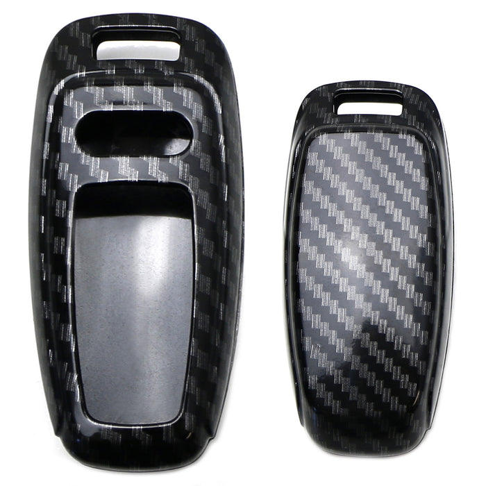 Black Carbon Fiber Hard Shell Key Fob Cover For 2019-up Audi A6 A7 E-Tron A8 Q8