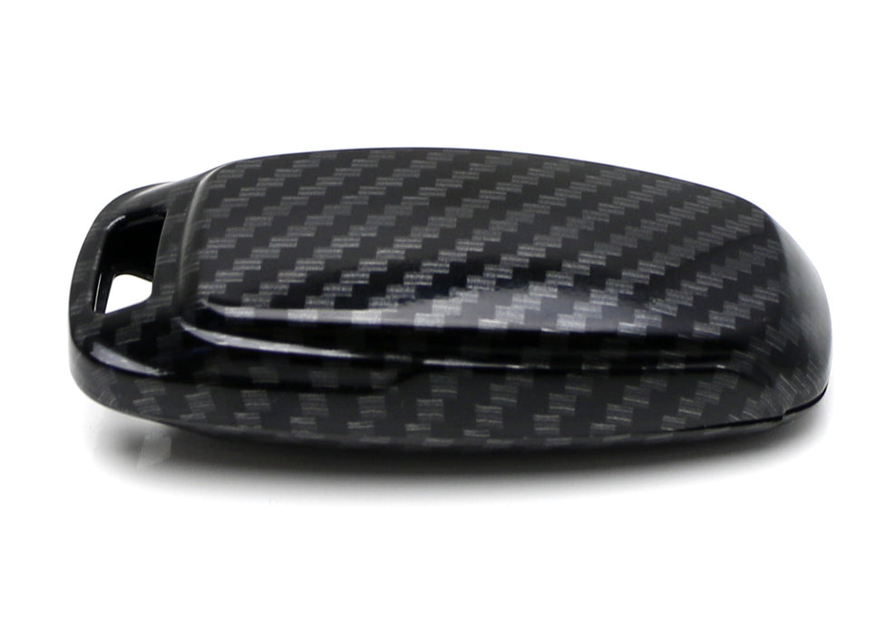 Black Carbon Fiber Hard Shell Key Fob Cover For 2019-up Audi A6 A7 E-Tron A8 Q8