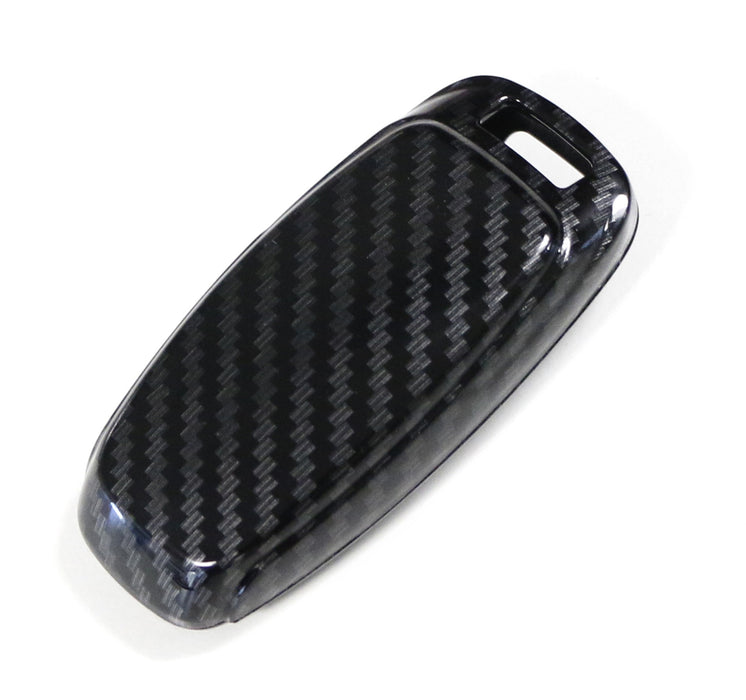 Black Carbon Fiber Hard Shell Key Fob Cover For 2019-up Audi A6 A7 E-Tron A8 Q8