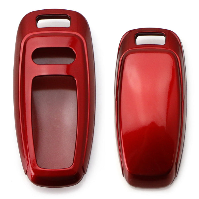 Red Gloss Finish Hard Shell Key Fob Cover Case For 19-up Audi A6 A7 E-Tron A8 Q8