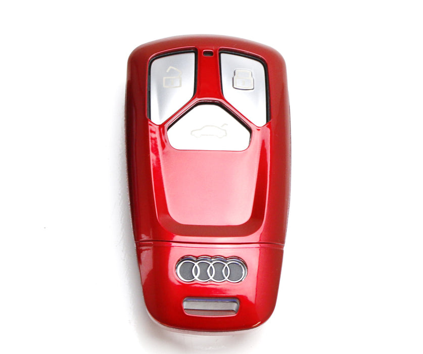 Glossy Red Key Fob Shell Cover For 2017-up Audi A4 A5 Q7, 2016-up TT Smart Key