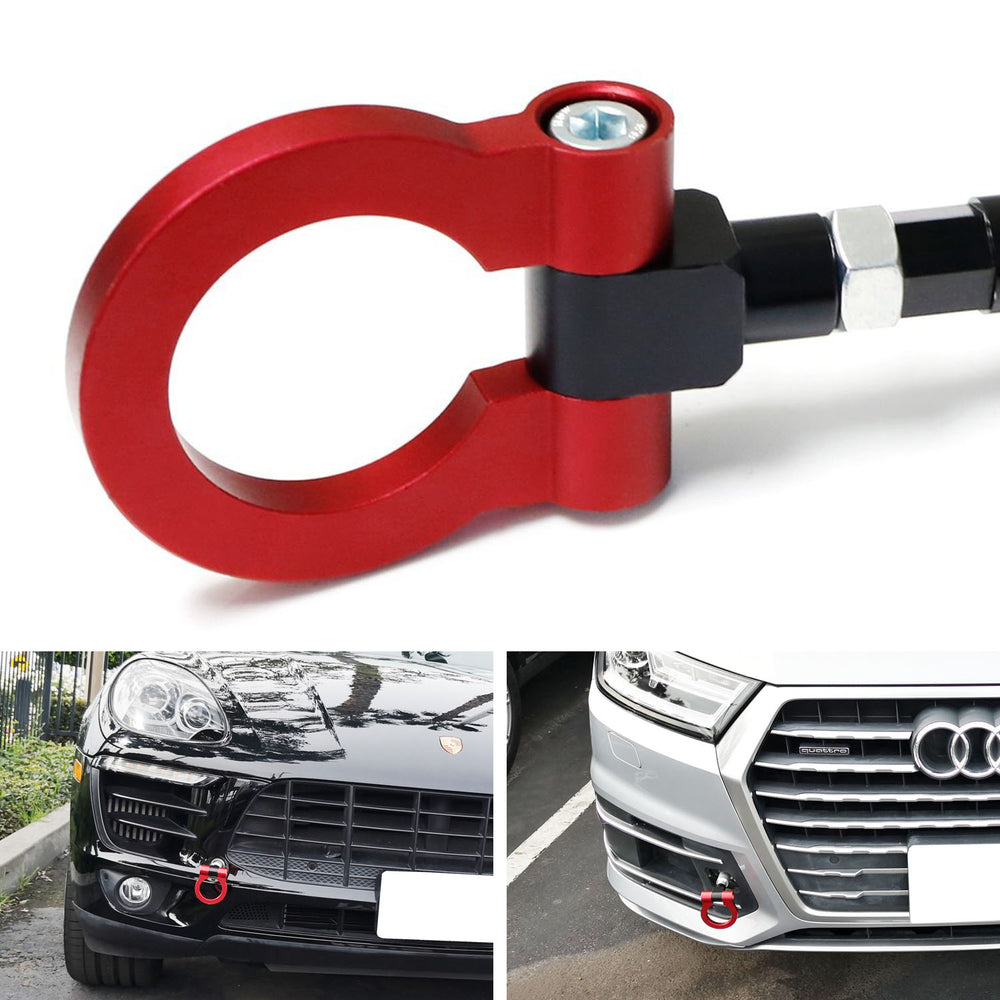 Red Track Racing Style Front Bumper Tow Hook Ring for 14-up Porsche Macan, Q3 Q7