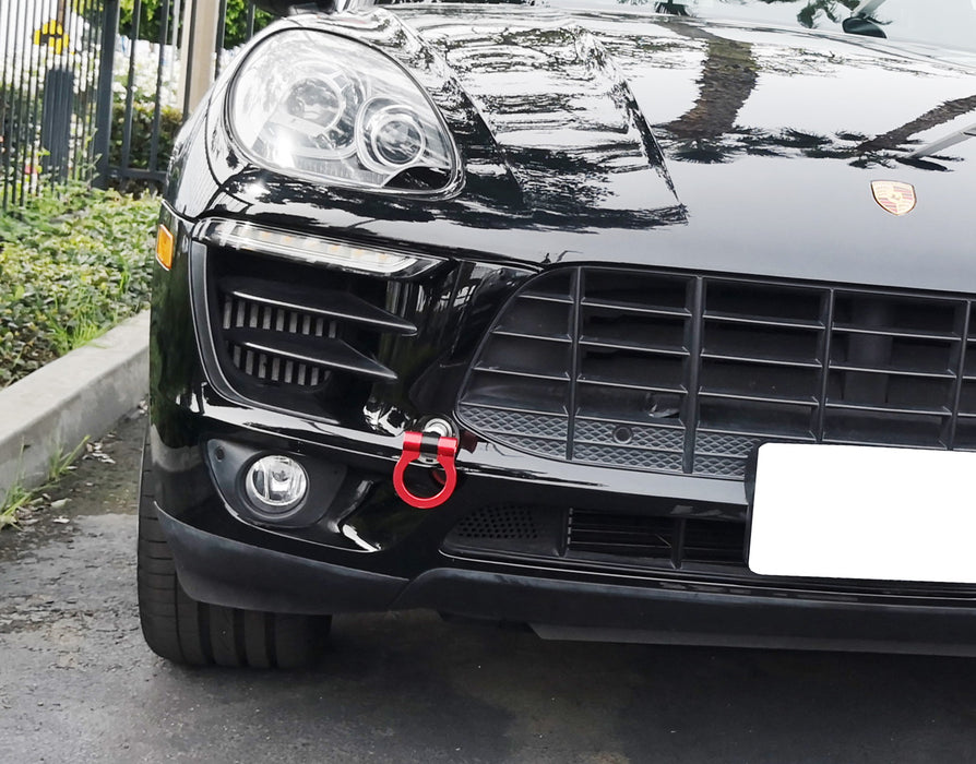 Red Track Racing Style Front Bumper Tow Hook Ring for 14-up Porsche Macan, Q3 Q7