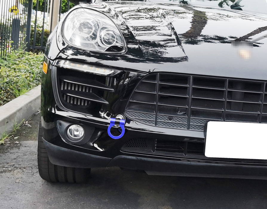 Blue Track Racing Style Front Bumper Tow Hook Ring for 14-up Porsche Macan Q3 Q7