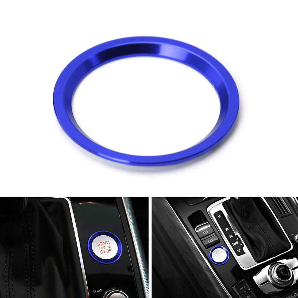 Blue Aluminum Keyless Engine Push Start Button Decoration Trim For Audi A4 A5 A7