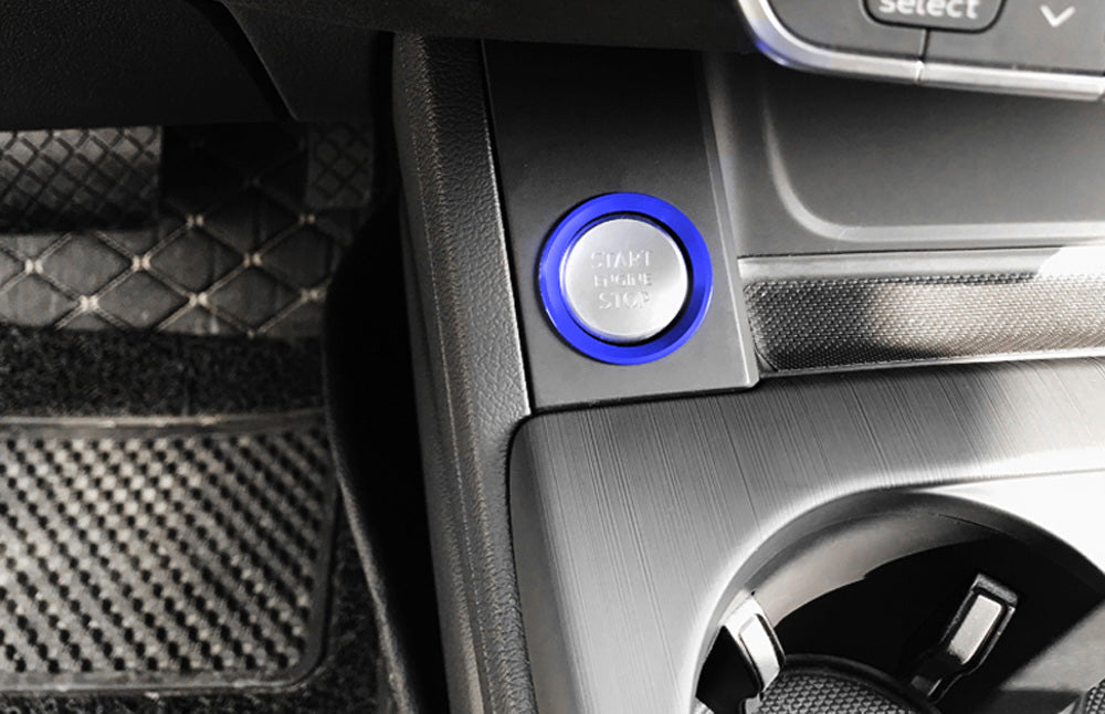 Blue Aluminum Keyless Engine Push Start Button Decoration Trim For Audi A4 A5 A7