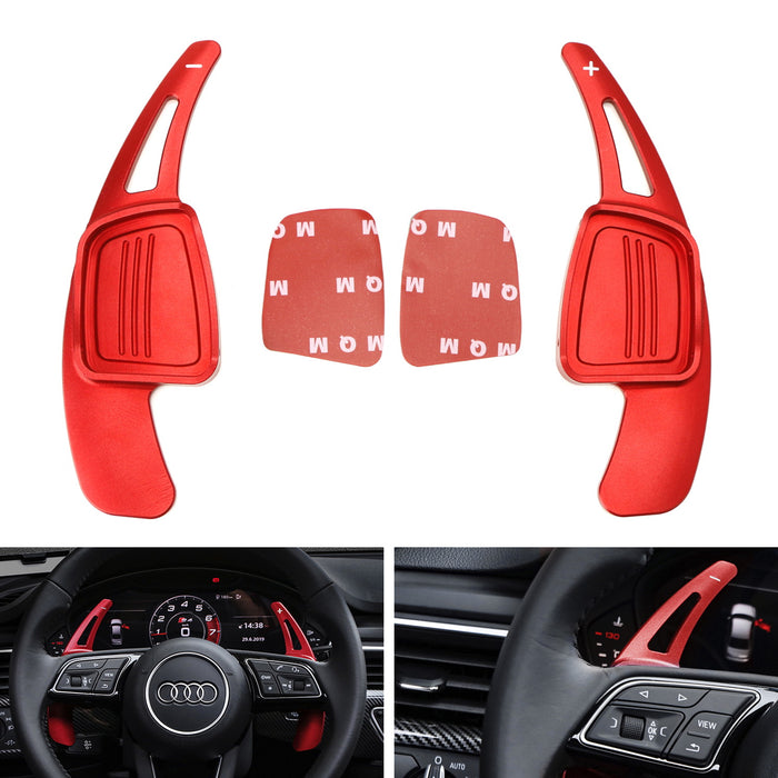 Red Steering Wheel Paddle Shifter Extension Covers For Audi A3 A4 A5 A7 A8 Q5 Q7