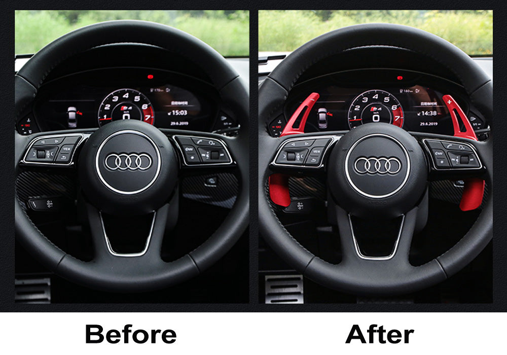 Red Steering Wheel Paddle Shifter Extension Covers For Audi A3 A4 A5 A7 A8 Q5 Q7