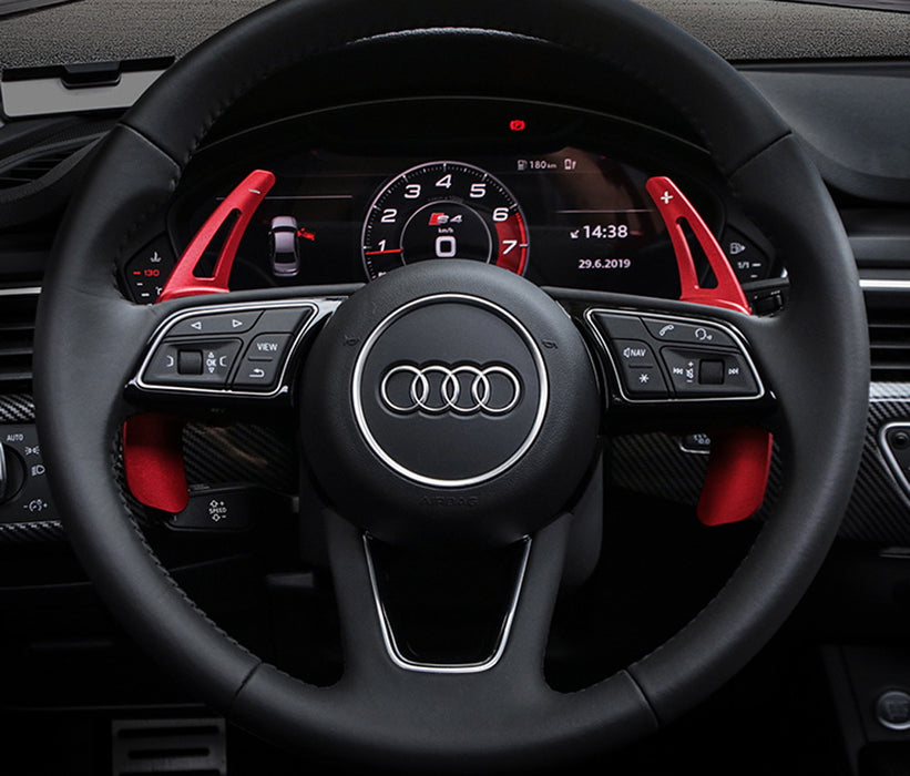 Red Steering Wheel Paddle Shifter Extension Covers For Audi A3 A4 A5 A7 A8 Q5 Q7